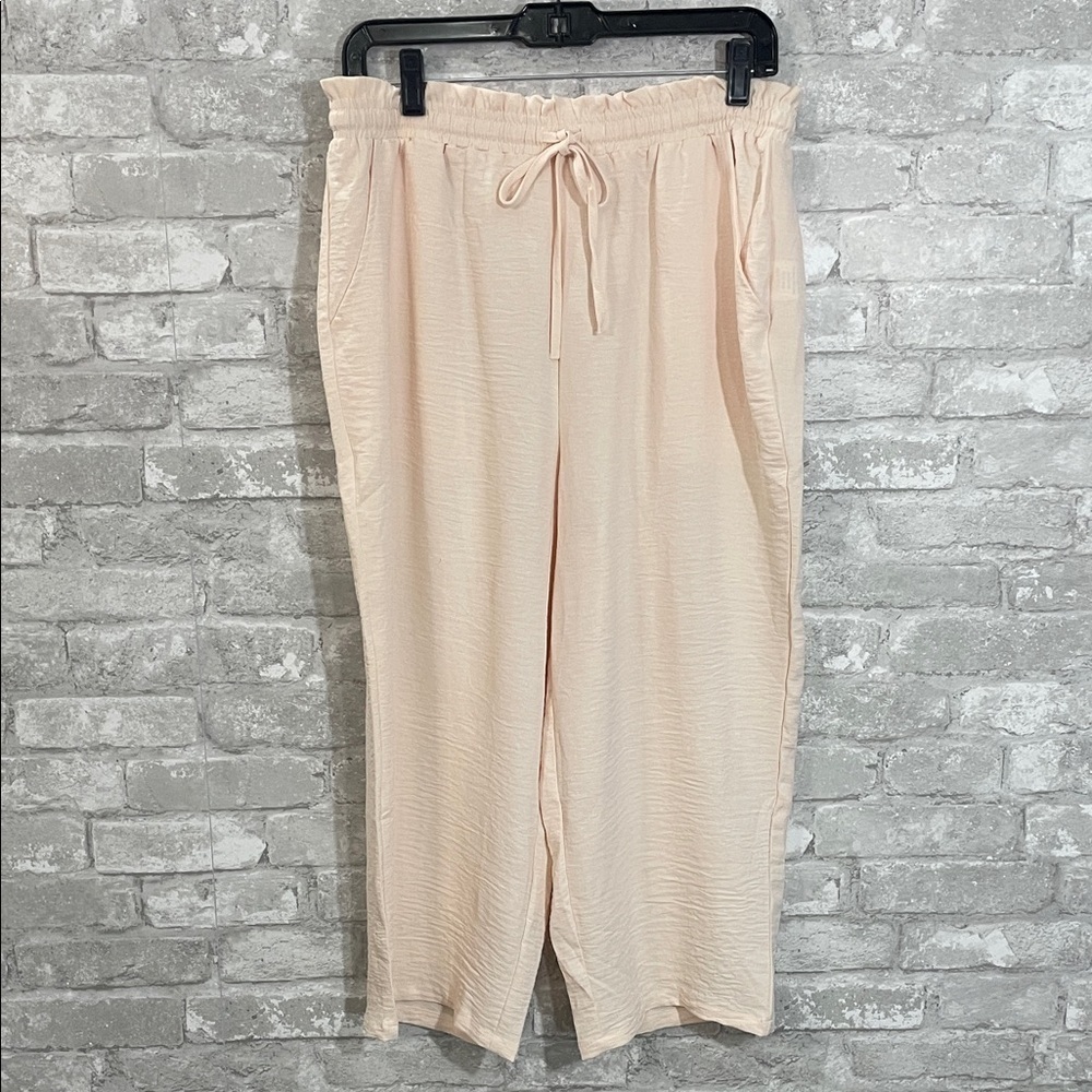 Anyhold Apricot High Waisted Wide Leg Cropped Lounge Pants